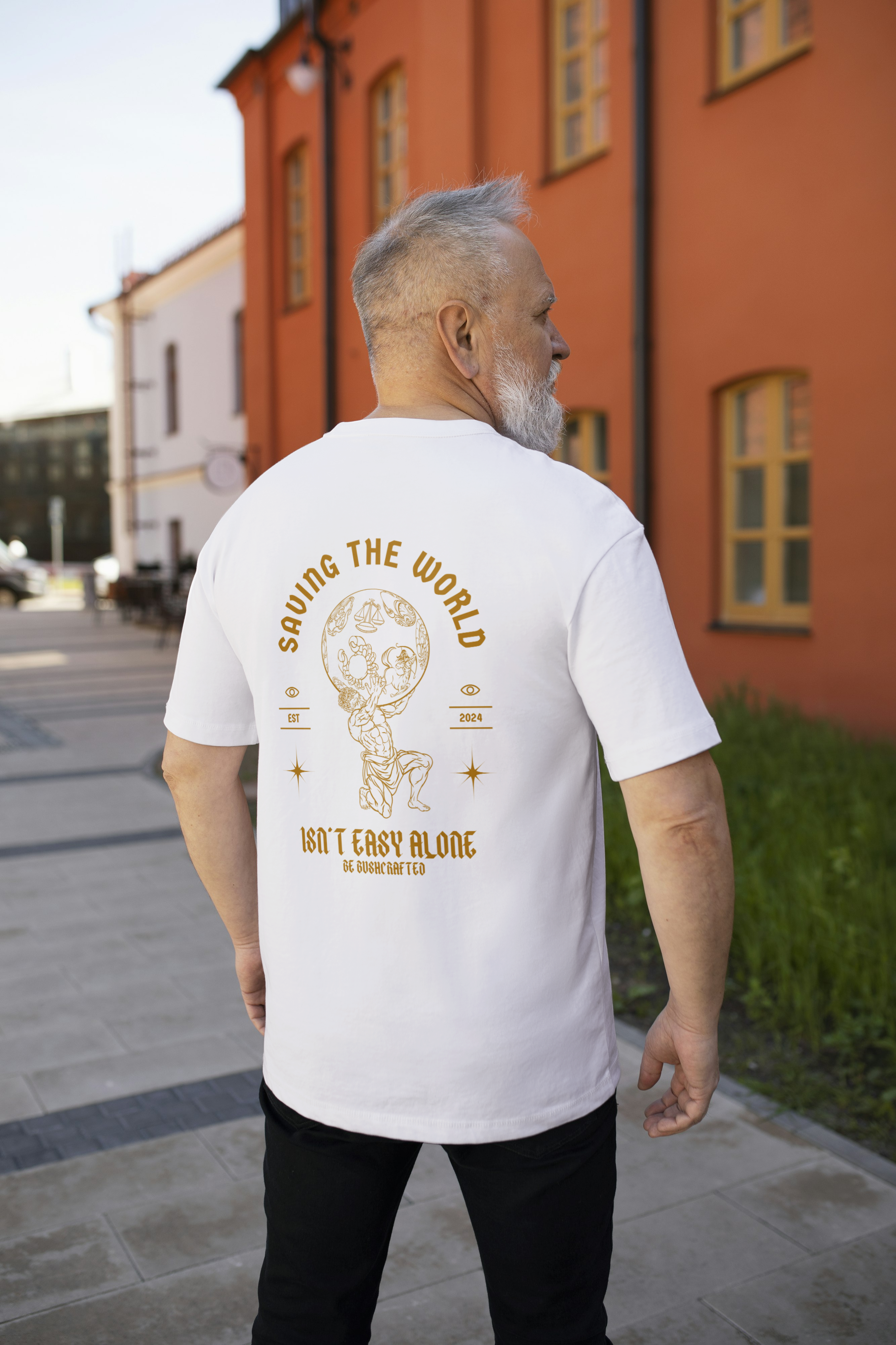 Saving The World Alone Isn't Easy Men's 100% Cotton T-Shirt by Be Bushcrafted Eco-Friendly