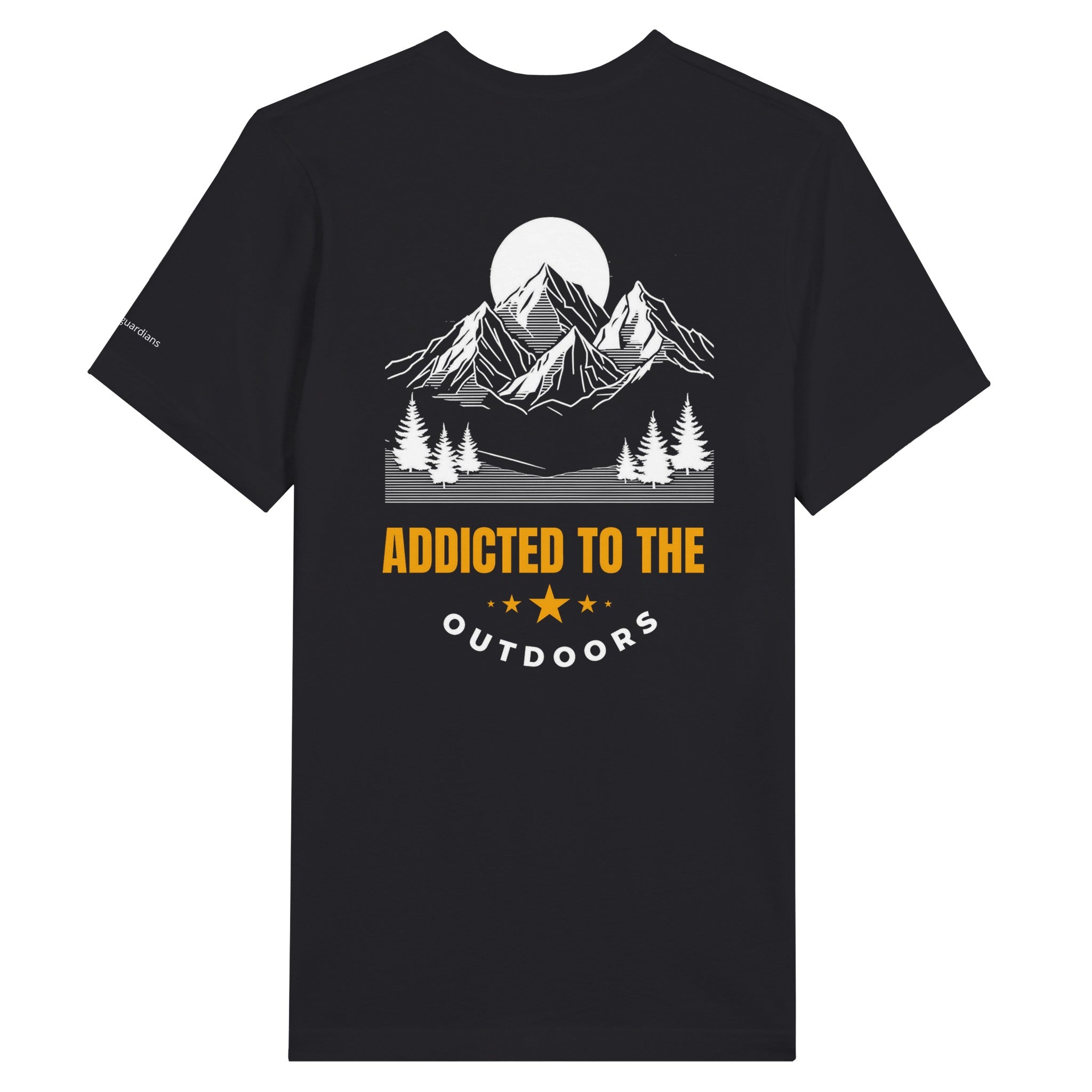 Addicted to the Outdoors Dark Grey T-Shirt Men's cotton* adventure apparel. White background.